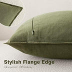 Foindtower Linen Solid Decorative Throw Pillow Covers 26x26 Olive Green - Image 3