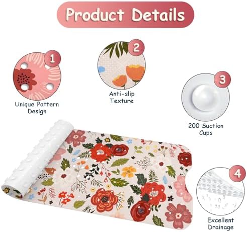 Bathtub Mat Non Slip, Bohemia Extra Long Bath tub Mat Shower Floor Mat - Image 3