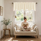 StangH 4-Panel Set Velvet Window Valance, 52x18 Inch, Ivory White - Image 3