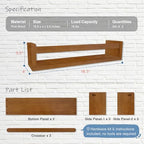 Harwaya Walnut Brown Nursery Book Shelves Wall Mounted, Wooden Floating - Image 2