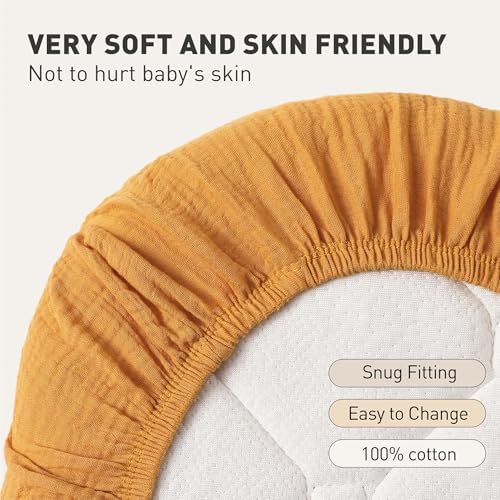 Muslin Bassinet Sheets 2 Pack, Universal Cotton Fitted Baby Mattress Sheet - Image 5