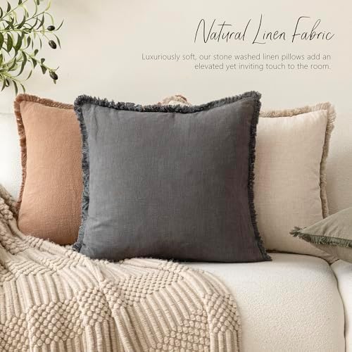 Foindtower Decorative Linen Fringe Throw Pillow Covers 18×18 Inch - Image 6