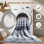 Nakagishi Boho 4x6 Area Rug Living Room Rugs Machine Washable Denim Blue - Image 2
