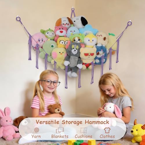 Stuffed Animal Hammock Corner, 55 Inch Large No Drilling Plushie Net - Image 4
