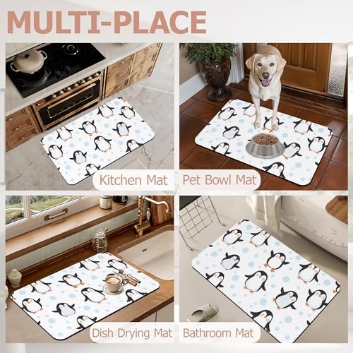 Diatomaceous Earth Bath Mat, Cute Cartoon Bath Rugs, Baby Penguins Non-Slip - Image 7
