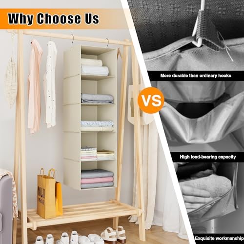 Hanging Closet Organizer 5-Shelf, Oxford Fabric Wardrobe Storage - Image 7