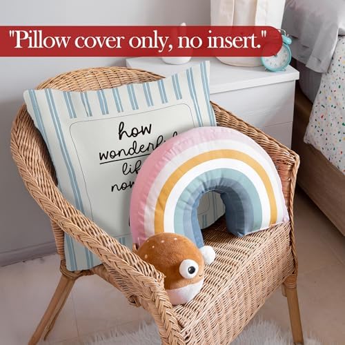 Blue Striped Nursery Throw Pillow Cover, Kids Room Decor, How Wonderful Life is - Image 6