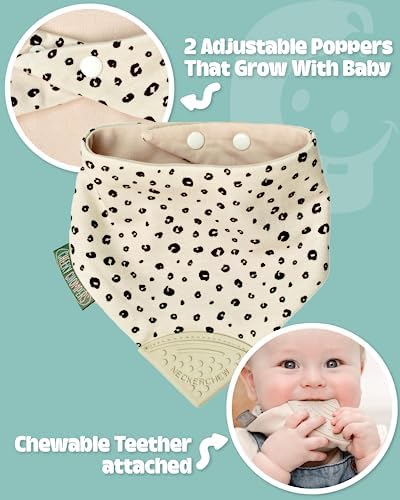 Cheeky Chompers Neckerchew Teething Bib, 2-in-1 Bandana Style Bib w/Food Grade - Image 2