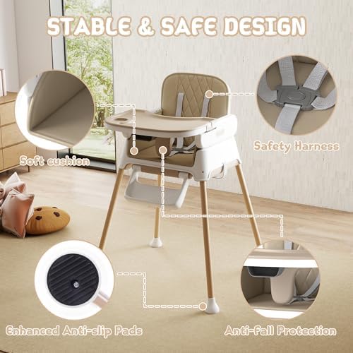 4 in 1 Baby High Chair for Babies and Toddlers, Foldable & Portable Convertible - Image 5