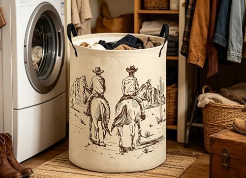 ESSME Kids Laundry Basket, Cow boy Hamper Collapsible Canvas Waterproof Storage - Image 3