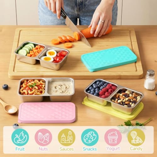 SOPHICO Stainless Steel 2 compartments 15oz Snack Containers - Image 3