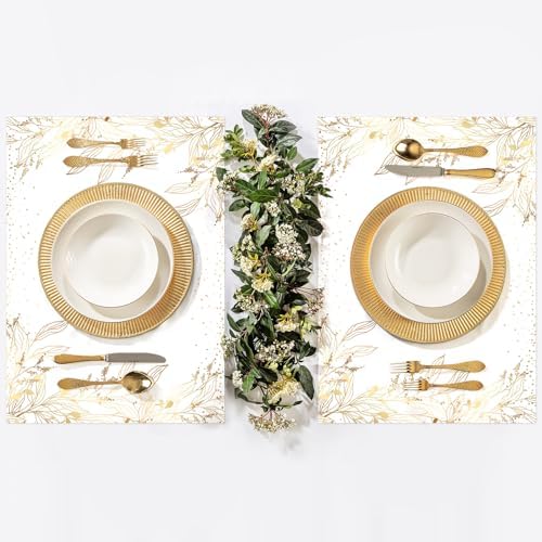 50 Pack Golden Leaves Paper Placemats Disposable Golden Polka Dots Paper Place - Image 7