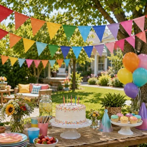 G2PLUS Pennant Banner Triangle Flag Bunting Garland Rainbow Flags 36PCS - Image 6