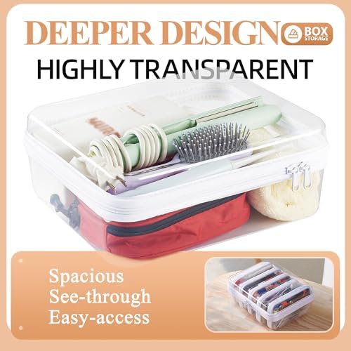 6 pcs Zipper Pouches, Hard Shell Toiletry Bag, Stackable Travel Organizer - Image 2