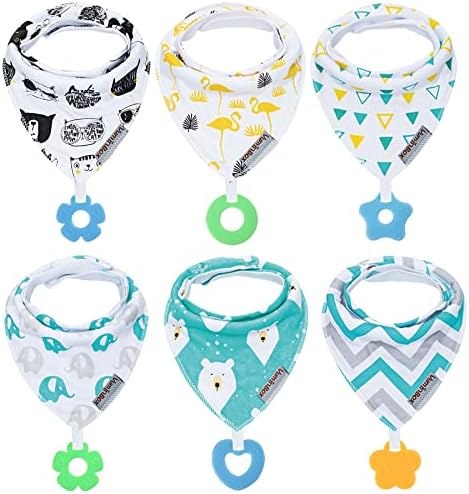 Baby Bandana Drool Bibs 6-Pack and Teething Toys 6-Pack Made by vuminbox