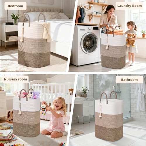 Woven Laundry Basket for Clothes, 100 L Large Rectangle Laundry Hampers - Image 5