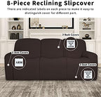 Easy-Going 100% Dual Waterproof Recliner Sofa Cover, 8-Pieces Stretch Relining - Image 4