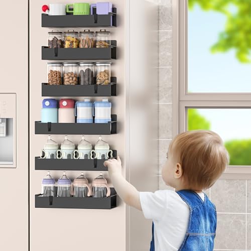 HuggieGems 6 Pack Matt Black Magnetic Spice Rack Organizer - Image 6