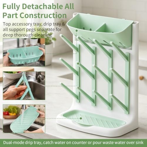 Vertical Baby Bottle Drying Rack, Space-Saving Countertop Dryer, Holds 12 - Image 6