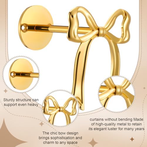 Blulu 2 Pcs Metal Bow Curtain Holdbacks, 4.06 x 3.15 Inches - Image 3