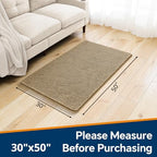 Chenille Bathroom Rug 30"x50" Beige, Large Plush Bath Mat - Image 2