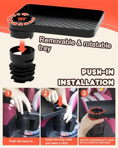 SEVEN SPARTA Car Seat Tray for Kids Fit 3.1"-3.5"Cup Holders for Snack - Image 4