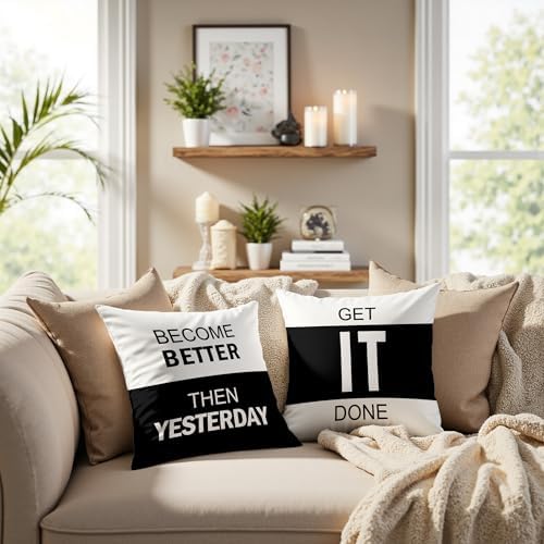 Motivational Throw Pillow Covers 18x18 Set of 2, Inspirational Gifts, - Image 2