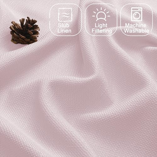 Chyhomenyc Blush Pink Valance for Windows, Light Filtering Faux Linen Textured - Image 3