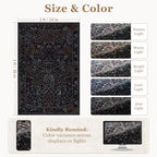 Midnight Blue Washable Entryway Rug 2x3, Tree of Life Whimsical Floral Animal - Image 2