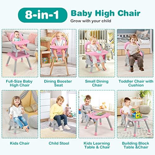 BABY JOY Baby High Chair, 8 in 1 Convertible Highchair - Image 2