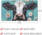 Shower Mat Non Slip 26.8 x 15.1 Inches, Cow Daisy on Teal Plank Bathtub Mat - Image 4