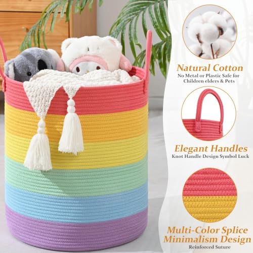 Laundry Hamper for Organizing, 52L Large Laundry Baskets, Cotton Rope Woven - Image 3