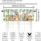 Jungle Animals Valance Curtains Forest Tropical Leaf Green Print Window - Image 2