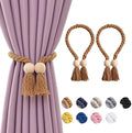NICEEC 2 Pack Wooden Ball Magnetic Curtain Tiebacks Boho Home Decor Drape Tie by NICEEC