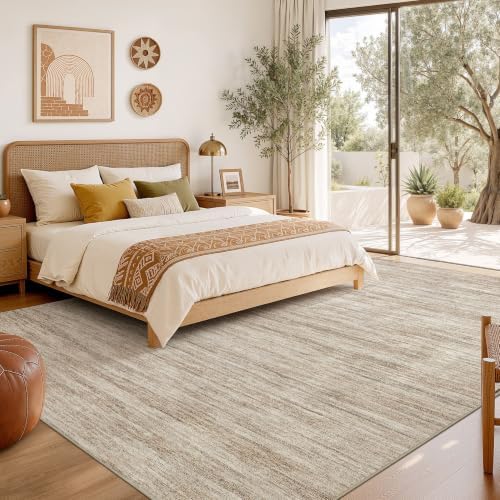 Nakagishi 9x12 Area Rugs Living Room: Washable Large Vintage Rug Neutral - Image 6