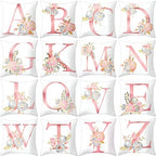 Throw Pillow Covers Alphabet Decorative Pillow Cases ABC Letter Flowers Cushion - Image 2