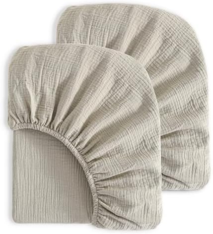NTBAY Crib Muslin Fitted Sheets, 2 Pack, 28 x 52 by NTBAY