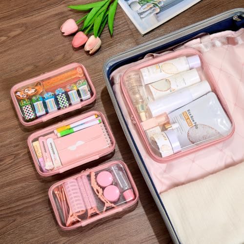 4 pcs Clear Zipper Pouches, Hard Shell Zipper Case, Toiletry Bag - Image 6
