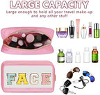 Iqimott Clear Patch Makeup Bag Face Pouch, Preppy Personalized Chenille Letter - Image 4