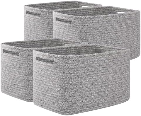OIAHOMY 4 Pack Storage Baskets for Organizing 15L Cube Storage Bins Grey by MasterofSpaceOptimization