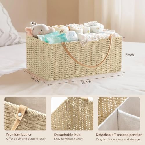 HBlife Baby Diaper Caddy Organizer, Paper Rope Storage Baskets Nursery Bin - Image 2