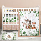 Hahafelt 3 Pcs Woodland Forest Animal Crib Bedding Set by Hahafelt