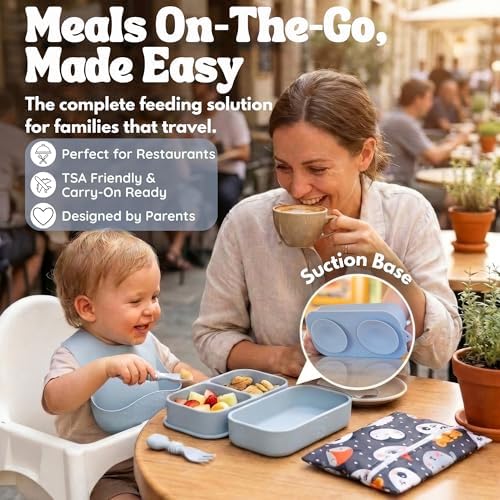 Baby Travel Feeding Set with Silicone Suction Plates - Image 2