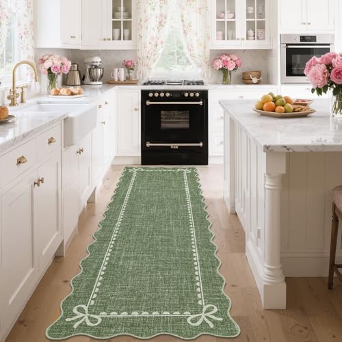 GarveeHome Scalloped Hallway Runner Rug 2x6 Non Slip Bedroom Rugs - Image 2