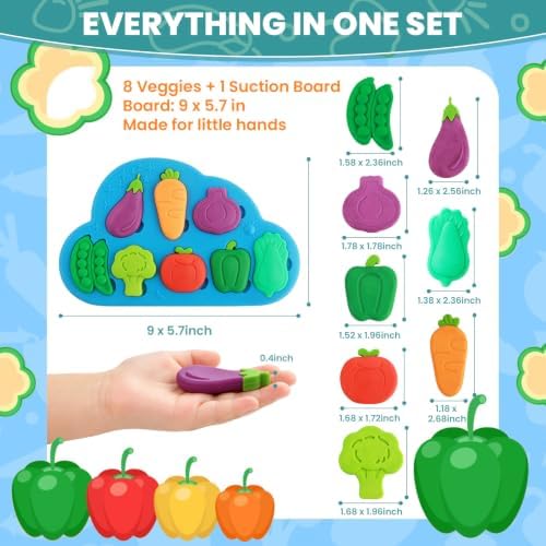 Silicone Bath Toys for Kids Ages 1-3 Toddler Veggies Matching Puzzles Set - Image 7