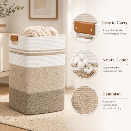Laundry Hamper, Cotton Rope Laundry Basket - Image 3