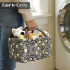 Small Storage Basket Organizer, Mini Fabric Floral Storage Baskets - Image 3