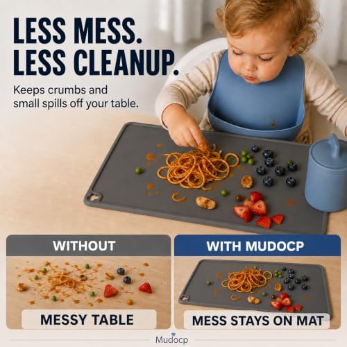 Silicone Placemats for Kids, 3 Pack Toddler Table Mats - Image 3
