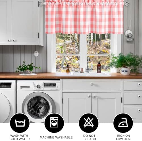 Hiasan Buffalo Plaid Curtains Valances, 42W x 18L, 1 Panel - Image 6