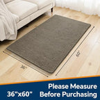 Chenille Bathroom Rug 36"x60" Taupe, Large Plush Bath Mat - Image 2